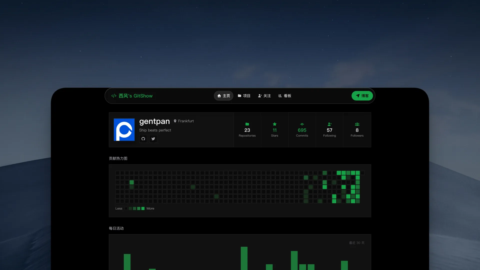 GitShow：把 GitHub 账号变成一个自托管个人主页